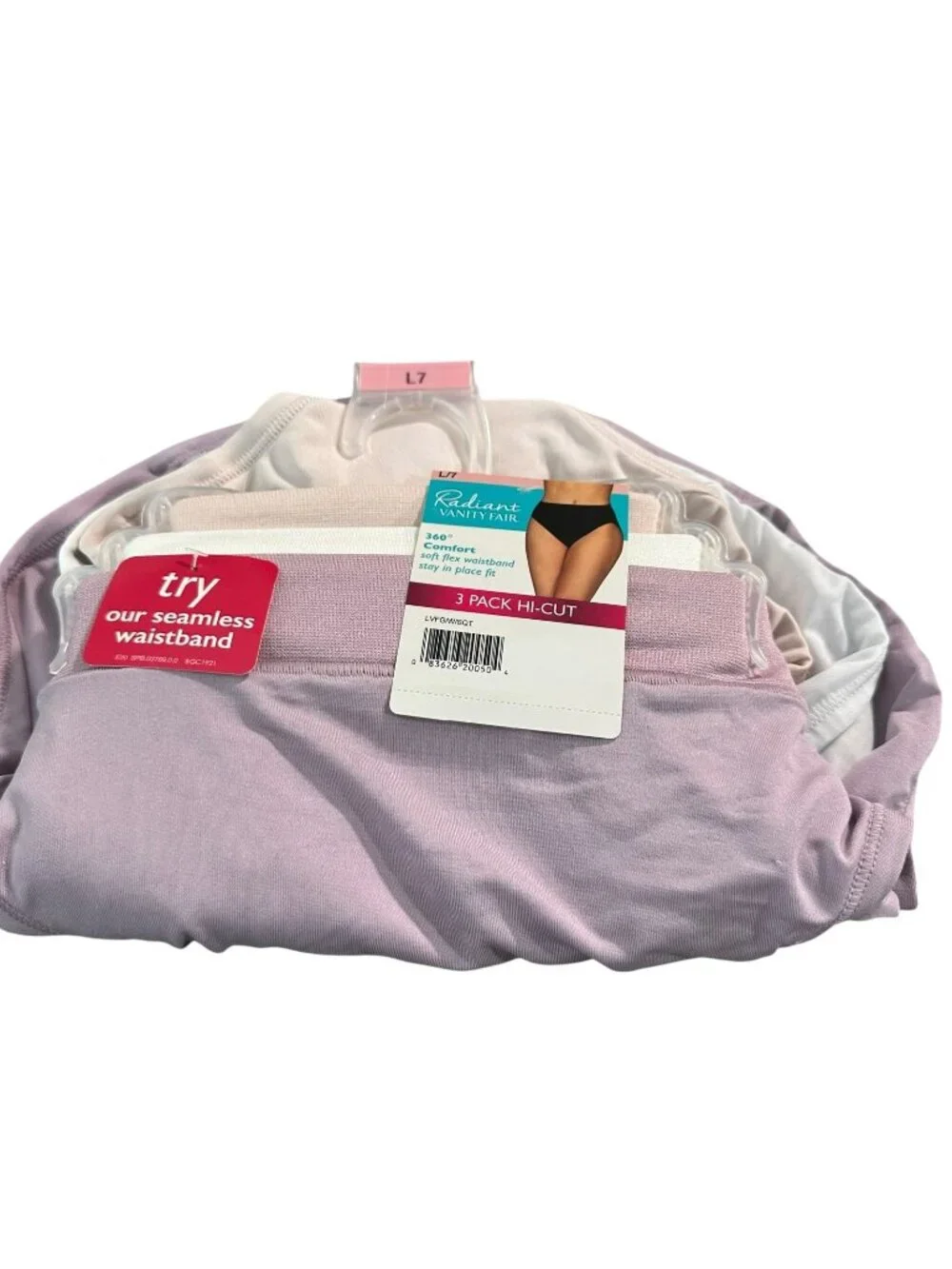 Vanity Fair Radiant Womens 360 Comfort Brief Panties 3 Pack L 7 Seamless NEW